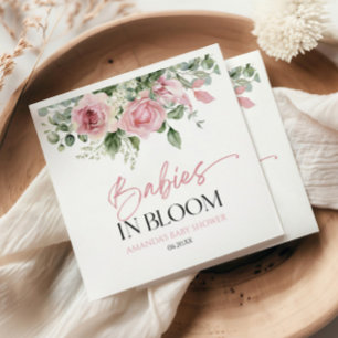 Guardanapo De Papel Bebês No Chá de fraldas De Gêmeas Florais Rosa Ros