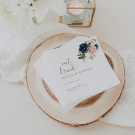 Guardanapo De Papel Bebida Azul Rosa Dourada Coma Somos Casados