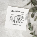 Guardanapo De Papel Bebidas Bonitas Nos Dois Cães Casando Cocktail<br><div class="desc">Casamento de Pet de Gato Minimalista Negro e Branco Napkins Personalizado | Bebidas em nós Cachorro de Pet Personalizado Desenhando Napkins Zazzle | Guardanapos de coquetel personalizados e bonitos com nome de cão para Noivado de casamento | Retrato Pet</div>