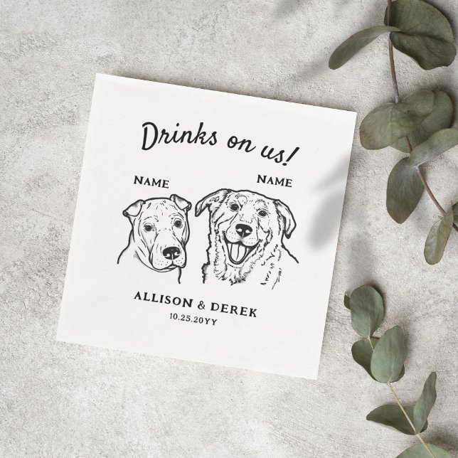 Guardanapo De Papel Bebidas Bonitas Nos Dois Cães Casando Cocktail (Criador carregado)