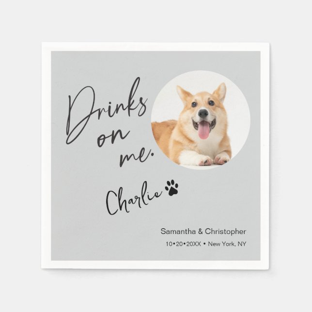 Guardanapo De Papel Bebidas com Foto de Cachorro Personalizado no Meu  (Frente)