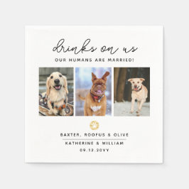 Guardanapo De Papel Bebidas Elegantes nos EUA 3 Pets Foto Casamento Na