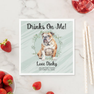 Guardanapo De Papel Bebidas em mim! Bulldog Pet Wedding