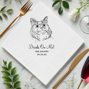 Guardanapo De Papel Bebidas Em Mim Casamento De Desenho De Gato Person