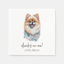 Guardanapo De Papel Bebidas Em Mim! Casamento Pet De Cães Pomeranianos