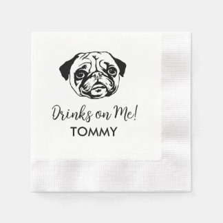 Guardanapo De Papel BEBIDAS EM MIM Coquetel Napkins Pug