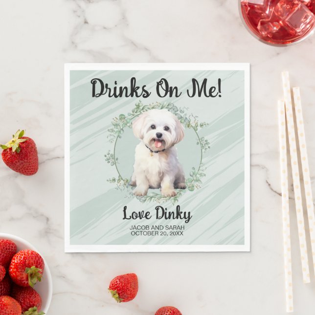 Guardanapo De Papel Bebidas Em Mim! Pet de Cão Maltês (Insitu)