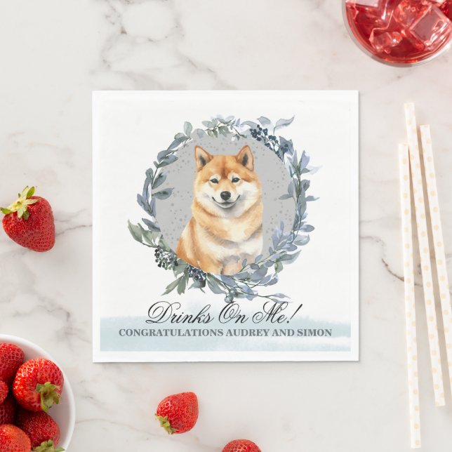 Guardanapo De Papel Bebidas Em Mim! Shiba inu Porte de casamento (Insitu)