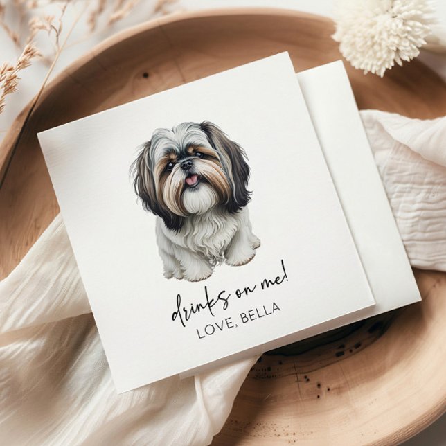 Guardanapo De Papel Bebidas Em Mim! Shih Tzu Dog Pet Weding Weding (Criador carregado)