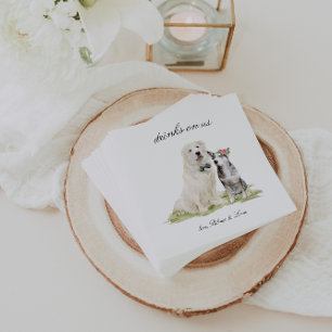 Guardanapo De Papel Bebidas Em Nós Casamento Cão-De-Pé-Bela
