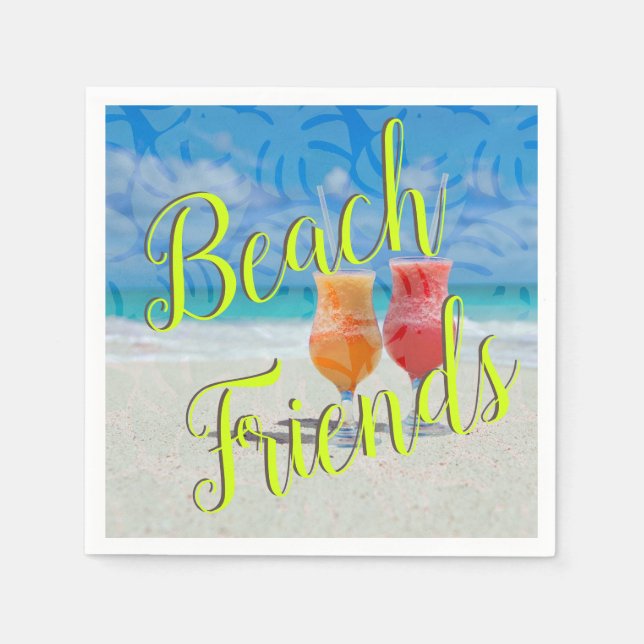 Guardanapo De Papel Bebidas na Praia Amigos Dizendo (Frente)