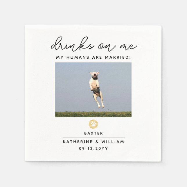 Guardanapo De Papel Bebidas no Casamento de Fotos de Pet (Frente)