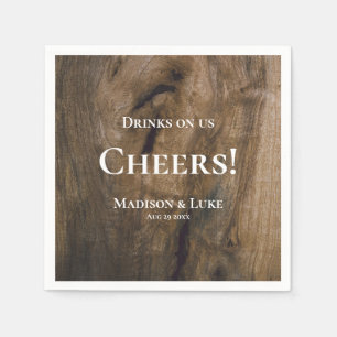 Guardanapo De Papel Bebidas no nosso Cheers! Casamento Rustic Wood