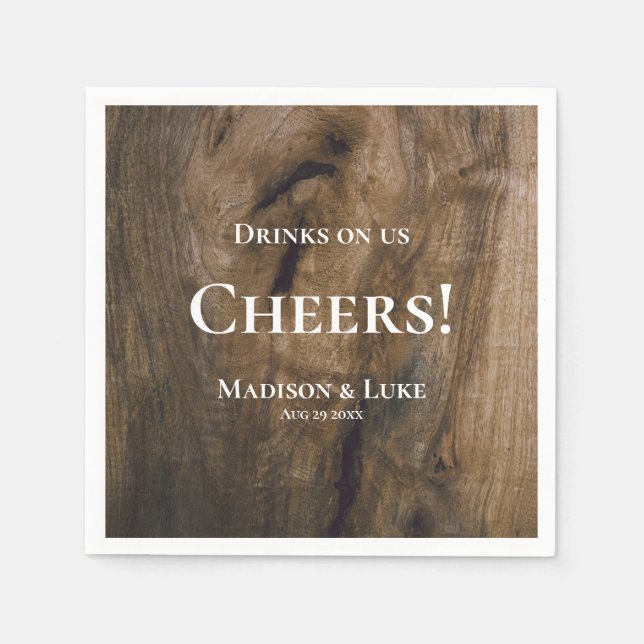 Guardanapo De Papel Bebidas no nosso Cheers! Casamento Rustic Wood (Frente)