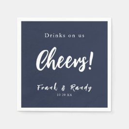 Guardanapo De Papel Bebidas Nos Anima Casamento Azul Simples Marinho