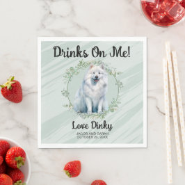 Guardanapo De Papel Bebidas Por Minha Conta! Foto do Cão Samoyed Casam