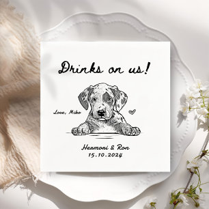 Guardanapo De Papel Bebidas Sobre O Casamento Simples De Cachorro Engr
