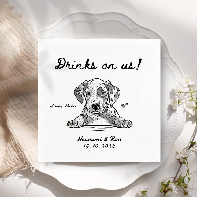 Guardanapo De Papel Bebidas Sobre O Casamento Simples De Cachorro Engr (Criador carregado)