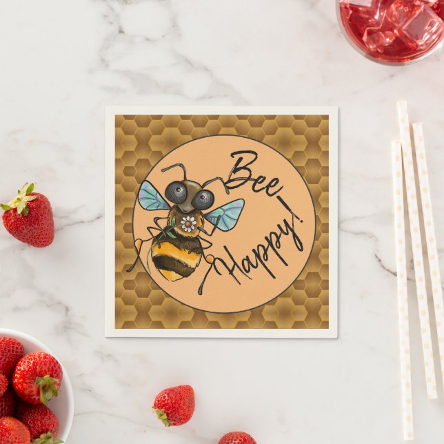 Guardanapo De Papel Bee Happy Adorable Honeybee (Insitu)