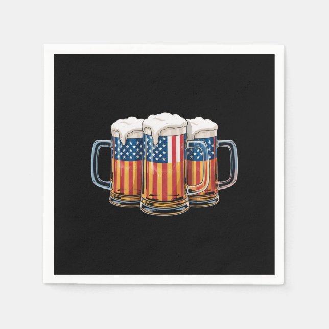 Guardanapo De Papel Beer American Flag 4 de julho Merica Bebendo EUA (Frente)
