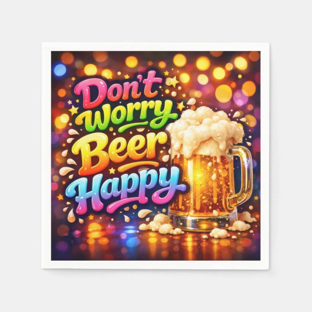 Guardanapo De Papel Beer Mug With Neon Rainbow Quote (Frente)