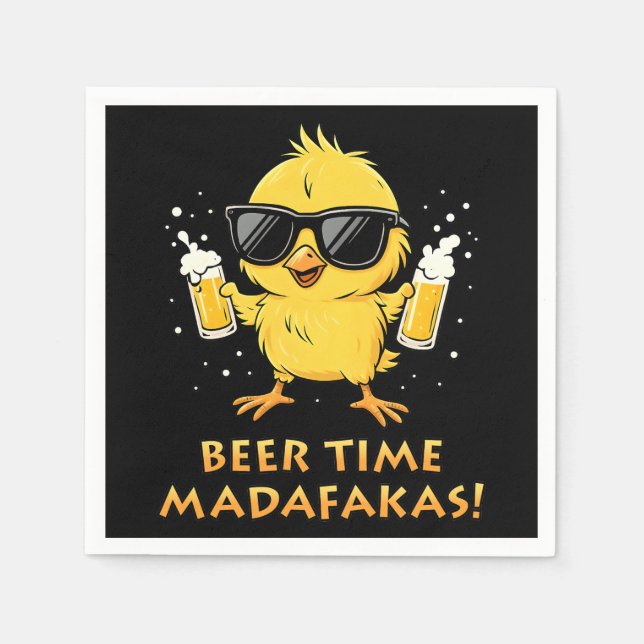 Guardanapo De Papel Beer Time Madafakas Meme Pato Goose Retro (Frente)