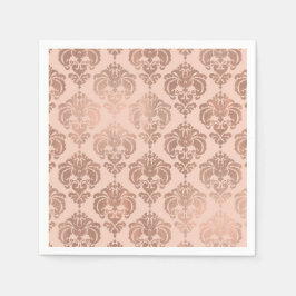 Guardanapo De Papel Bege Dourado Rosa Damasco Glam Moderno