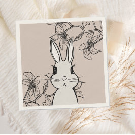 Guardanapo De Papel Beige Bunny Floral Primavera