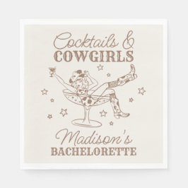 Guardanapo De Papel Beige Cocktails e Cowgirl Rodeo Bachelorette