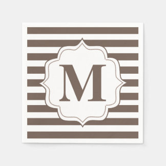 Guardanapo De Papel Beige Stripes Personalizadas Monogramas Napkins