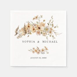 Guardanapo De Papel Beige Wild Flowers Wedding