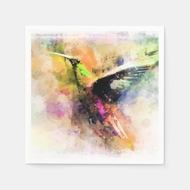 Guardanapo De Papel Beija-flor aquarela  (Frente)