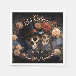 Guardanapo De Papel Beijando Skulls Vamos Celebrar Casamento Napkins