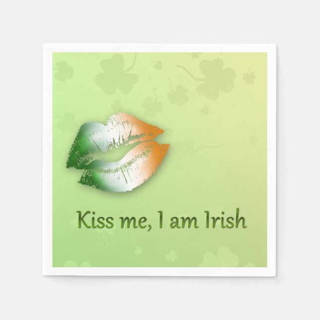 Guardanapo De Papel Beije-me Eu sou Irlandês - Papel Napkin (Frente)