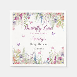 Guardanapo De Papel Beijos borboletas e bebês desejam Chá de fraldas