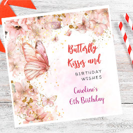 Guardanapo De Papel Beijos de borboletas e desejos de aniversário