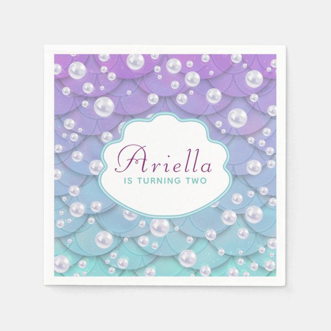 Guardanapo De Papel Bela Abaixo do Mar Sereia Aniversário (Frente)