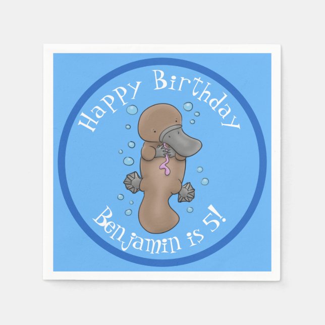 Guardanapo De Papel Bela animação personalizada de platypus (Frente)