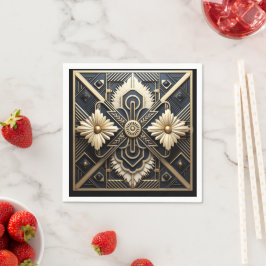 Guardanapo De Papel Bela Arte Deco Marfim Creme Dourado Preto