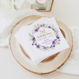 Guardanapo De Papel Bela borboleta púrpura beija aniversário