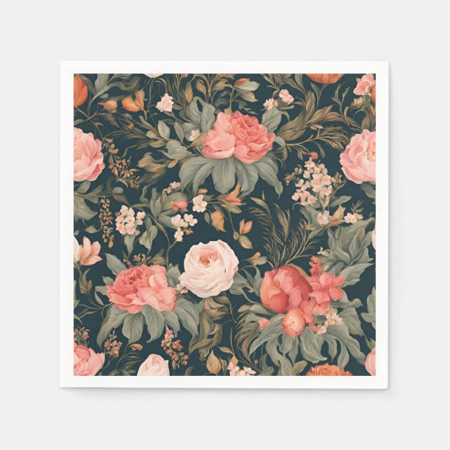 Guardanapo De Papel Bela Pintura De Rosa Floral (Frente)