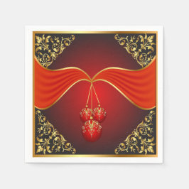 Guardanapo De Papel Belas Bolas de Natal com Cantos Ornamentais