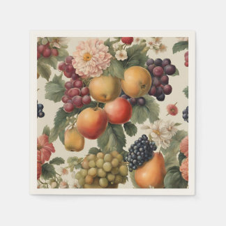 Guardanapo De Papel Belas Frutas e Flores no Estilo Francês