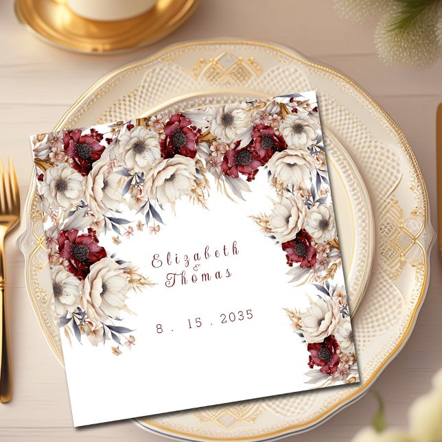 Guardanapo De Papel Belas Rosas Brancas de Aquarela Amarelas Papoulas  (Criador carregado)