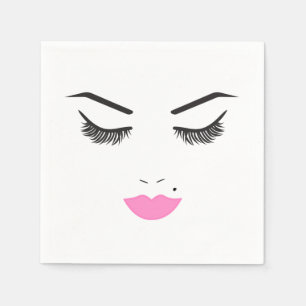 Guardanapo De Papel Beleza Maquiagem Rostas Cílios & Lábios Rosa Salão