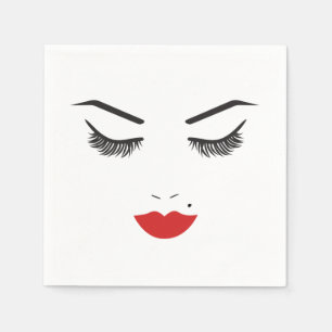 Guardanapo De Papel Beleza Maquiagem Rosto Cílios & Lábios Vermelhos S