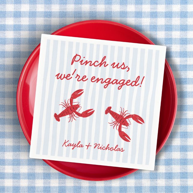 Guardanapo De Papel Belisque Nós Estamos Engajados Ensopado de Lagosti (Pinch Us We’re Engaged Crawfish Boil Southern Napkins)