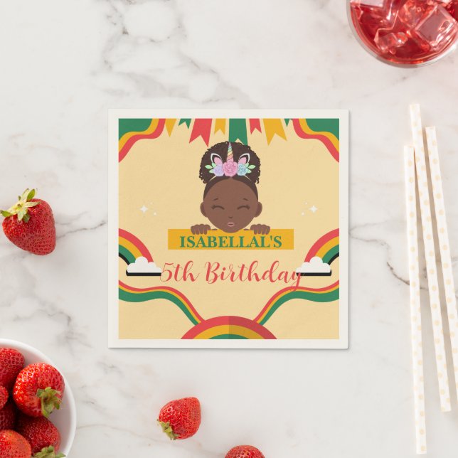 Guardanapo De Papel Belo aniversário de meninas africanas afro-america (Insitu)