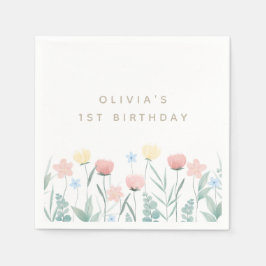 Guardanapo De Papel Belo aniversário do Buquê de flor selvagem