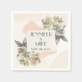 Guardanapo De Papel Belo buquê de flor de aquarela